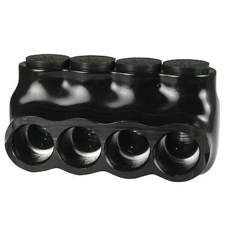 Asi Single Sided Multi Tap Connector 6-3/0 AWG 4 Port, 600 Volt, Black Insulation AICS3-0-4